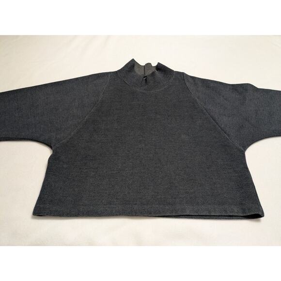 Madewell Sweater Gray Soft Thick Mock Neck Academia Women's Size Large Boxy Crop - Picture 1 of 12